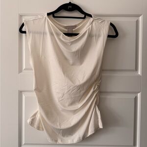 H&M Cream Sleeveless Draped Side-Tie Tank